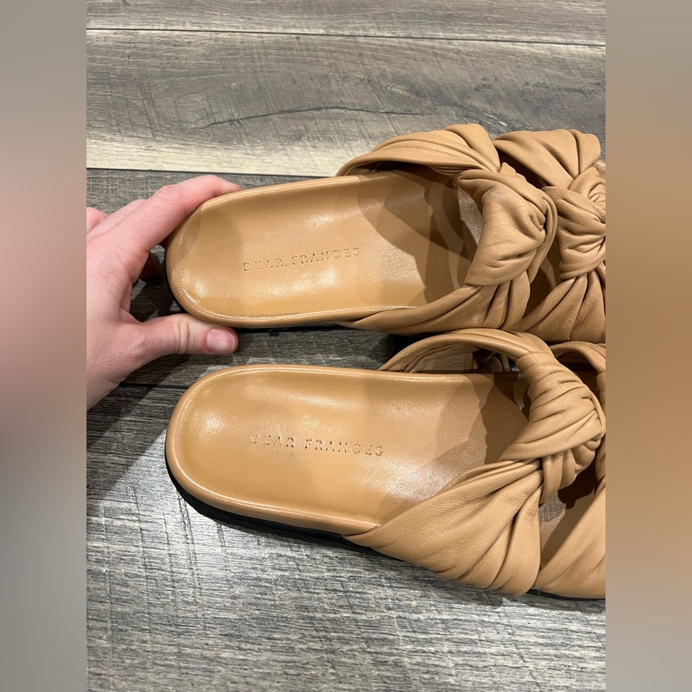 Dear Frances light tan leather tye slide sandals - Picture 4 of 10
